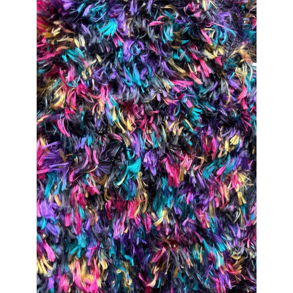 🎀Vintage🎀 1980s Colorful Shaggy Cropped Sweater Size Large - Picture 4 of 5
